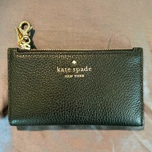 Kate Spade black leather keychain wallet